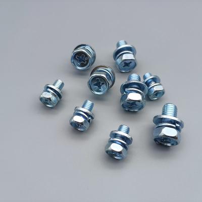 China Grade 12.9 Hex Head Machine Bolt with Spring & Flat Washers Zinc Plated for sale