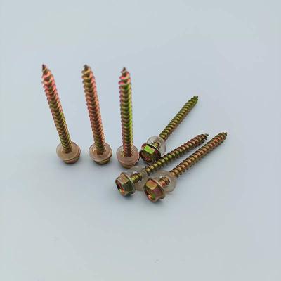 China Zinc Coated ST4.8-ST6.3 Hexagonal Head Wood Tapping Screws with Washer & Slotted End for sale