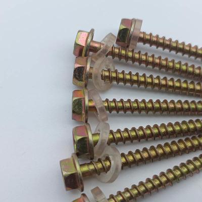China High Strength Grade 8.8 Hex Head Washered Slotted Tail Wood Screws for sale