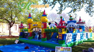 China Commercial Mickey Mouse Inflatable Fun City Jumper With Big Backyard For Kids for sale