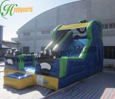 China Giant Durable Outdoor Commercial Inflatable Slide , Blue Cat Slide With A Net for sale
