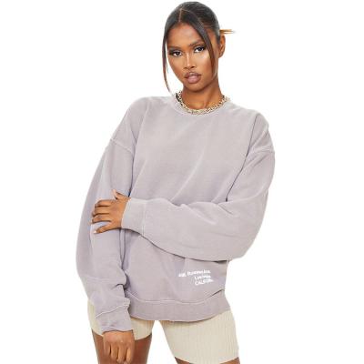 China Breathable Cotton Fleece Custom Heavyweight Crewneck Sweatshirt Washed Out Oversized 100% Women for sale