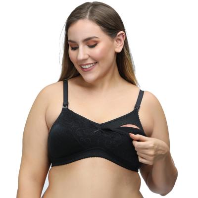 China Embroidery Antibacterial Radio Plus Size Nursing Bra Relieve No Protection No Full Wire Cup Cotton Maternity Bra for sale