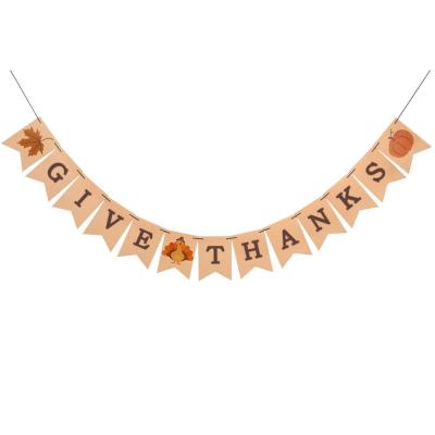 China Paper Give Thanks Bunting Banner Happy Thanksgiving Day Party Decoration Supply for sale