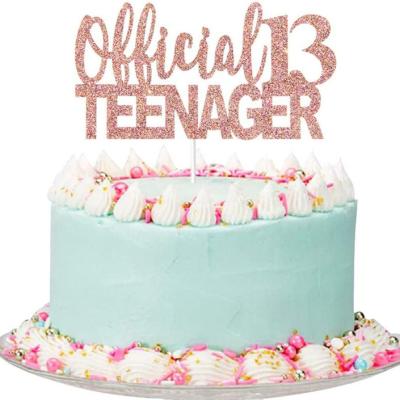 China Europe Rose Gold Giltter Official Teenager 13th Cake Topper for sale