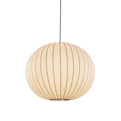 China Traditional Indoor Home Kitchen Decor Silk Shade Hanging Lamp Round Pendant Light Silk lamp Bubble lamp for sale