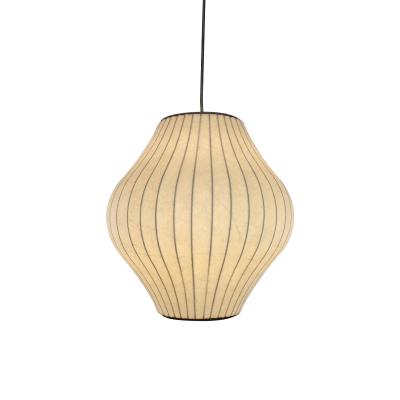 China Simple Fashion Modern Living Room Silk Hanging Lamp Chinese Traditional Lantern Shade Pendant Light Silk lamp Bubble lamp for sale