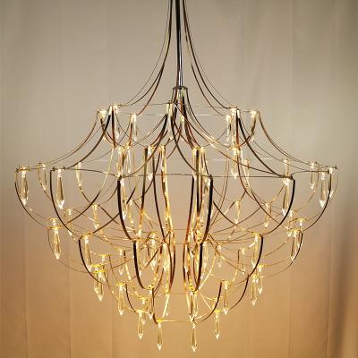 China Classic Hotel Restaurant Modern Lighting Stainless Steel Crystal Chandelier Light Lighting Pendant for sale