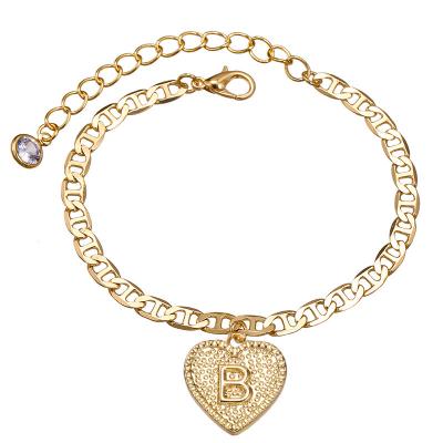 China FASHIONABLE Guangchuang 18k Gold Plated Heart Charm Tasty Letter Anklet Charms Bracelet Anklets Foot Body Jewelry Chain for sale
