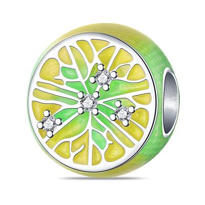 China Vintage New 925 Sterling Silver Sparkling Lemon Slice Charm Beads For Original Pandoras Bracelet Pendant Bead Jewelry Gifts For Women for sale