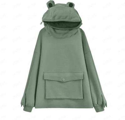 China hot sale Anti-wrinkle plus velvet sweater women's design super cute frog wind coat hooded lazy jacket for sale