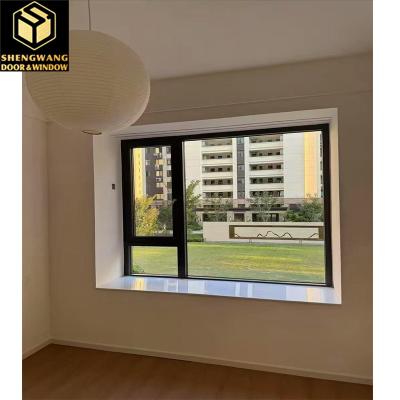 China Powder Coated Aluminum Sliding Swing Window Black Slide Up Aluminum Window for sale