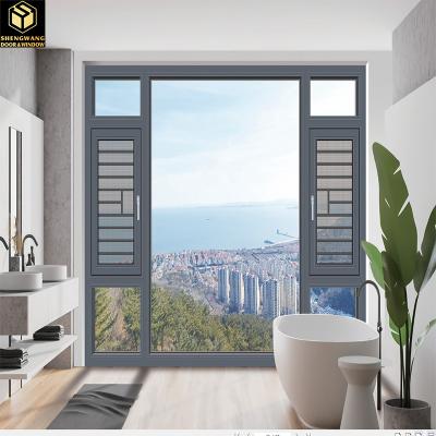 China Ventana giratoria de aluminio recubierta en polvo Negro Ventana giratoria de aluminio en venta