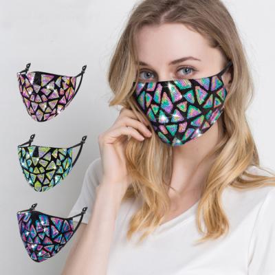 China Hot Selling High Quality Adult Cotton Adjustable Glitter Bling Glitter Face DecorativeMask Glitter Mouthmask for sale