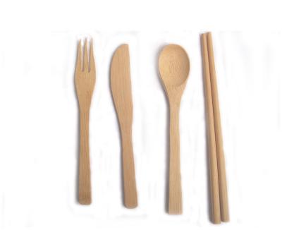 China 2020 New Arrival Kids Knife Spoon And Fork Sustainable Chopsticks Four Pieces Eating Bamboo Cutlery Set for sale