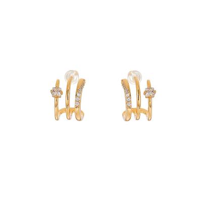 China Fashion 18K Gold Plated Lavender Earrings Durable Zircon Jewelry Royal Women's Earrings for sale