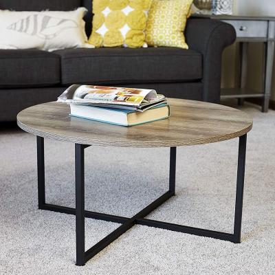 China Living Room Foldable Coffee Table 31.5 x 31.5 Inch Round Gray Top Black Frame Ashwood Bases Household Solid Wood Dining Table Sets for sale