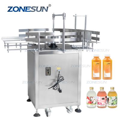China ZONESUN Food Glass Bottle Unscrambler Automatic Round Rotating Plastic Bottle Glass Sorting Turntable Feeding Table for sale