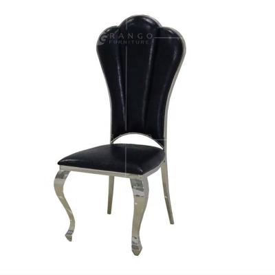 China (Size) 2022 Adjustable Black And Silver High Quality Leather Restaurant Dining Chairs Stainless Steel Materials Real Leather for sale