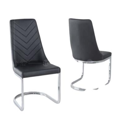 China Black Faux Leather Dining Chair (Height) Adjustable With Metal Base Cream Brushed Faux Leather Dining Chair for sale