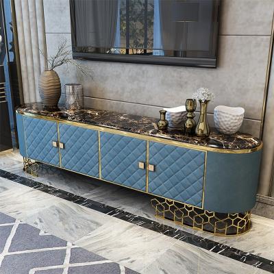 China Jazz Adjustable Stainless Steel TV Base Unit Top TV White Marble (Height) Stand for sale