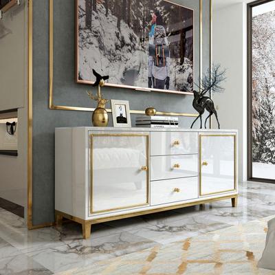 China (Size) Gold Hallway Table TV Cabinet Adjustable Console Livinig Room Furniture Luxury Sideboard Near Wall Panel for sale