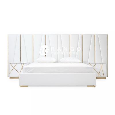 China Modern The Latest Design Modern Upholstered Luxury Full Size Wooden Double Bed Set for sale
