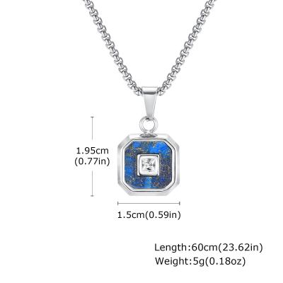 Chine Pendentif en acier inoxydable unisexe avec lapis incrusté et zircon étincelant 10 mm de diamètre à vendre