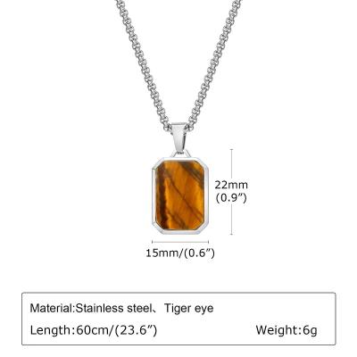 Chine Collier à l'œil de tigre en acier inoxydable léger pour bijoux pour hommes à la mode à vendre