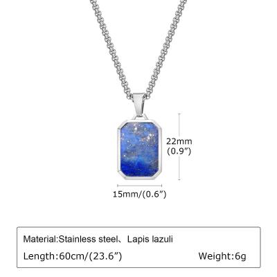 Chine Pendant en acier inoxydable et lapis-lazuli pour les mariages unisexes à vendre
