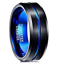 China 8mm Tungsten Carbide Men's Wedding Band Vacuum Plated Black Inlay for Fashionable Design and Mould Making Service for sale