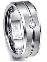 China Modern Style 6MM/8MM Zirconium Stone and Polished Tungsten Steel Carbide Wedding Engagement Rings for Men Fashion Jewelry for sale