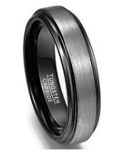 Chine L'anneau de mariage pour hommes en argent et noir d'or Carbure de tungstène de tungstène d'acier à vendre