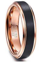 Chine Elegant bijoux Gentdes 8mm Rose plat or et noir mat Carbide de tungstène alliance de mariage bague pour le réglage de la technologie d'incrustation à vendre
