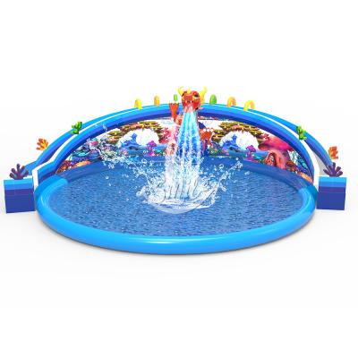 China Dragon Big Pool Water Park Outdoor Movable Water Park With Slide Inflatable Water Park Aqua For Sale for sale