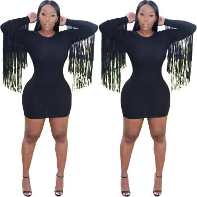 China 2020 Hot-selling Anti-Static Tassel Sexy Solid Casual Street Wear Long Sleeve Shirt For Women Clothing 5071 for sale
