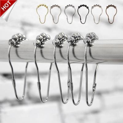 China Modern Design Popular Shower Curtain Rings for Bathroom, Set of 12 Hooks Stainless Steel Metal Shower Curtain Hooks for sale