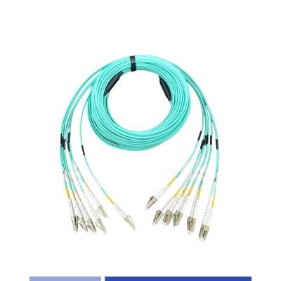 中国 12コアOM3 LC 光ファイバートランクケーブル デュプレックス 25m LSZHジャケット 販売のため