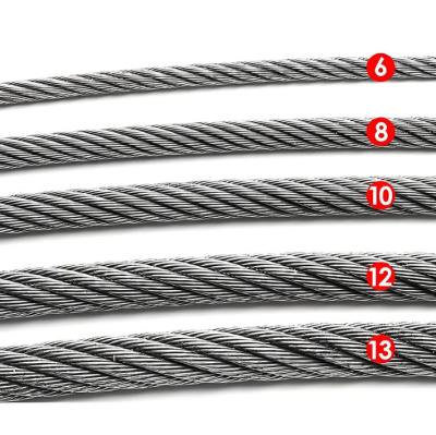 China 8X19s FC Iwrc Custom Diameter 8mm 10mm 12mm 16mm Galvanized Steel Wire Rope Suppliers for sale