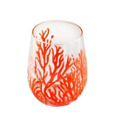 Cina Coralli rossi a forma di uovo di 500ml Crystal Wine Glass With Embossed in vendita