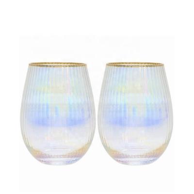 Cina Vetro di vino Stemless di Ion Plated Rainbowl 16 Oz, Crystal Wine Glasses antico in vendita