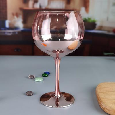 China rosa Gin Glasses Ion Plated Balloon Crystal Wine Glass del diámetro 2pk del 11cm en venta