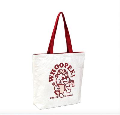 China Recycled Materials Custom Design Logo Washable Recycled Brown Paper Sack Tyvek Paper Packaging Bag for sale