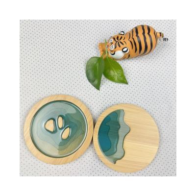 China Europe Miniature accessories Ocean Wave Epoxy Coasters for drinks Epoxy Resin Wooden Square Coasters Unique Handmade Coaster for Table for sale