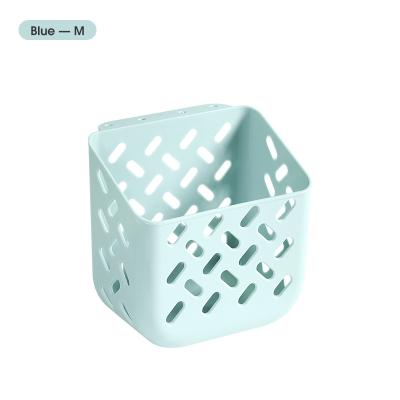 China Stocked Wall-Mounted Plastic Basket Bathroom Shelves Bathroom Accessories Organizers Hanging Drain Basket for sale