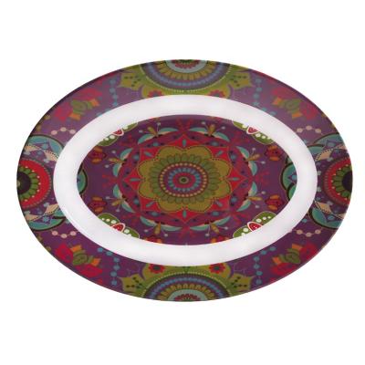 China New Design Colorful Melamine Stocked Oval Dinner Dishes For Restaurant Tableware for sale
