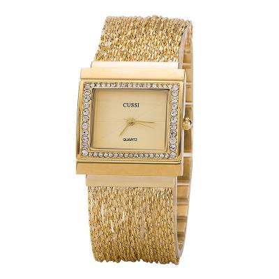 China 2018 non-specific high quality electroplate diamond gold chain women wrist watch luxury ladies watch for sale