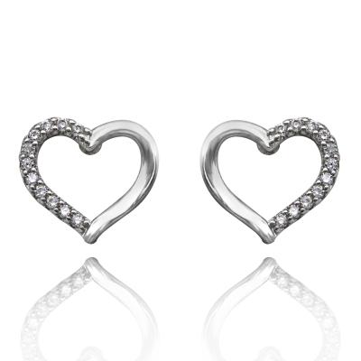 China Fashionable Korea Bling Wholesale Handmade Heart Shaped Girl Silver Earring for sale