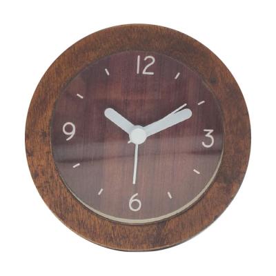 China LUMINOVA Round Shape Retro Decorative Night Light Wake Up Custom Wooden Bedside Table Clock for sale