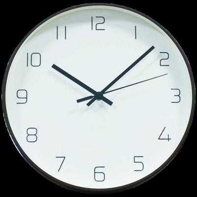 China Custom 12 inch modern simple quiet quartz style glass-metal wall clock European antique Arabic for living room for sale